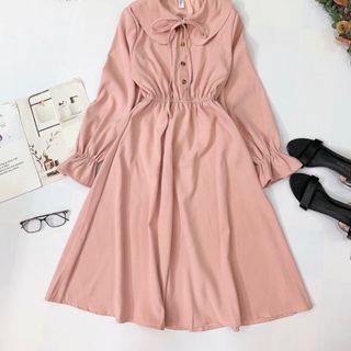 Đầm sơmi bèo sen cột nơ