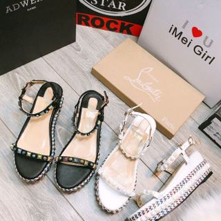 Xuồng sandal đính hạt màu đế cao