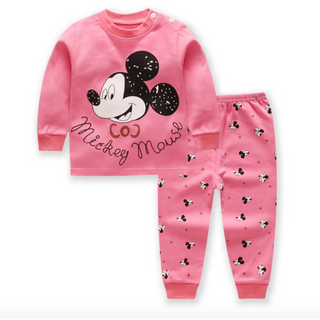 Bộ Quần Áo Trẻ Em Dài Tay Cao Cổ Thu Đông Chuột Mickey Cho Bé Gái - A63691