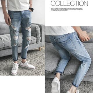Quần Jean Nam Wash 2 bên ống ở trên đùi có chữ nỗi bật cá tính-300