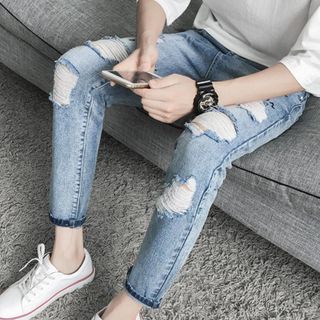 Quần Jean Nam Wash 2 bên ống ở trên đùi có chữ nỗi bật cá tính-300