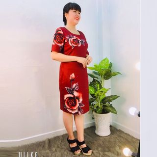 Đầm Đỏ Suông In 3D Hoa