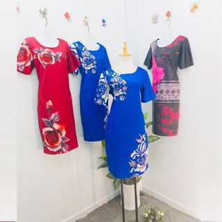 Đầm Hồng Cánh Sen Suông In 3D Hoa