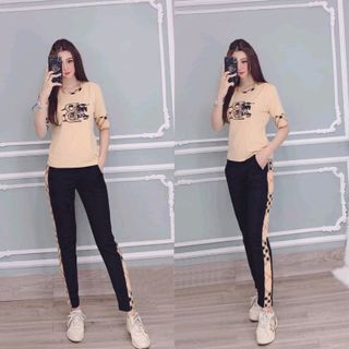 bộ coton phối sọc