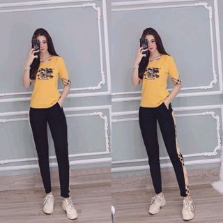 bộ coton phối sọc