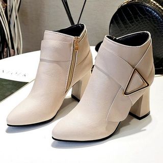 Giày boot nữ cổ trung da pu mềmgót vuông đi nhiều êm chândễ phối thời trang-852