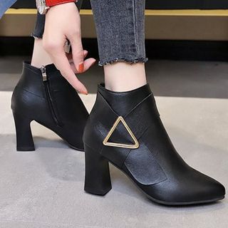 Giày boot nữ cổ trung da pu mềmgót vuông đi nhiều êm chândễ phối thời trang-852