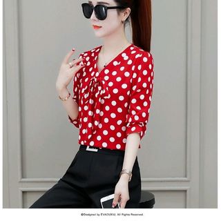 Áo sơ mi cổ thắt nơ tay lửng cao cấp
