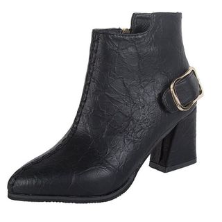 Giày boot nữ cổ trung da pu mềmgót vuông đi nhiều êm chândễ phối thời trang-851