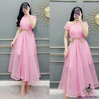 đầm vai chéođầm xòe công chúa đẹpđầm dự tiệc sang trọng-DAMXOEDEP