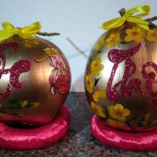Dừa vẽ nghệ thuật chưng tết