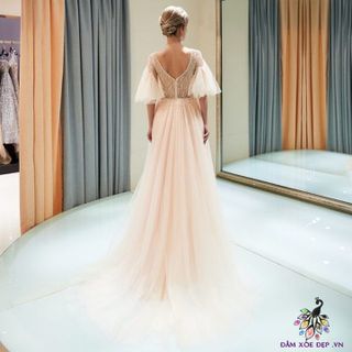 đầm dự tiệc đẹpđầm maxi công chúađầm dạ hội màu hồng-DAMXOEDEP
