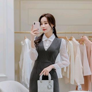 Đầm ôm cổ sơmi