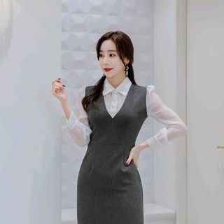 Đầm ôm cổ sơmi