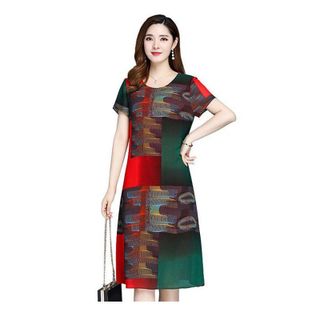 Đầm Oversize In Hình 3D Ngũ Sắc Silk Lụa