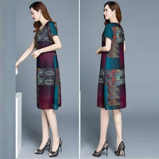 Đầm Oversize In Hình 3D Lục Sắc Silk Lụa