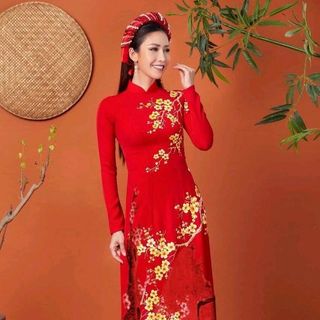 set áo dài hoa mai tết