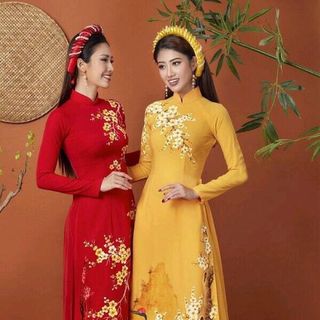 set áo dài hoa mai tết