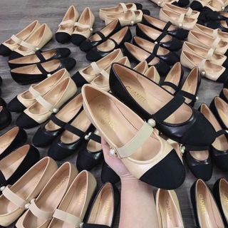 Bệt quai chun đính hạt ngọc 2 màu