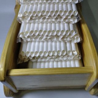 Giá Xưởng Duy Nhất Bịch 50 Ống Hút Giấy Yokovic 12x197mm Màu Trắng Vát Dùng Cho Cốc Dập Màng
