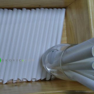 Giá Xưởng Duy Nhất Bịch 50 Ống Hút Giấy Yokovic 12x197mm Màu Trắng Vát Dùng Cho Cốc Dập Màng