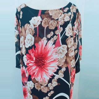 Đầm Oversize In Hình 3D Hoa Nền Đen Silk Lụa