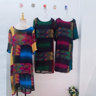 Đầm Oversize In Hình 3D Ngũ SắcVàng Silk Lụa