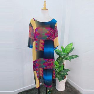 Đầm Oversize In Hình 3D Ngũ SắcVàng Silk Lụa