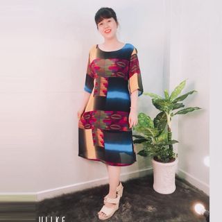 Đầm Oversize In Hình 3D Ngũ SắcVàng Silk Lụa