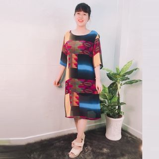 Đầm Oversize In Hình 3D Ngũ SắcVàng Silk Lụa