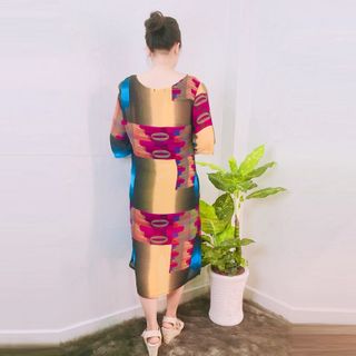 Đầm Oversize In Hình 3D Ngũ SắcVàng Silk Lụa
