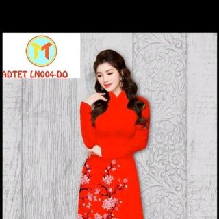 áo dài truyền thống hoa đào