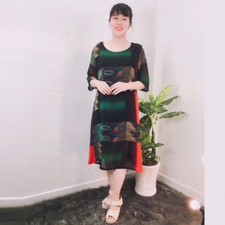 Đầm Oversize In Hình 3D Ngũ Sắc Silk Lụa