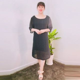 Đầm Oversize In Hình 3D Chấm Bi Độc Đáo Silk Lụa