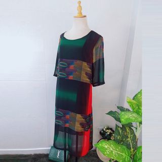 Đầm Oversize In Hình 3D Ngũ Sắc Silk Lụa