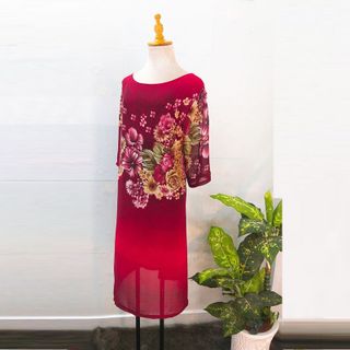 Đầm Oversize In Hình 3D Hoa Silk Lụa
