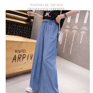 QUẦN DENIM ỐNG SUÔNG LƯNG THUN - DT1098