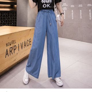 QUẦN DENIM ỐNG SUÔNG LƯNG THUN - DT1098