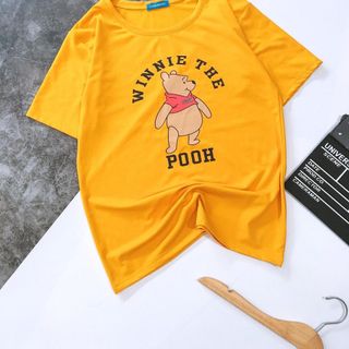 Áo thun nữ cổ tròn in hình gấu Pooh giá sỉ