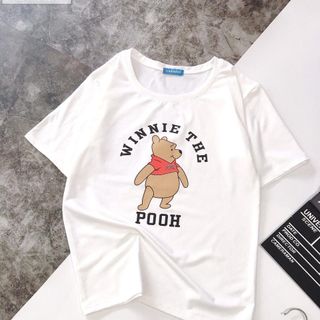 Áo thun nữ cổ tròn in hình gấu Pooh