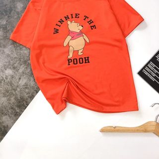Áo thun nữ cổ tròn in hình gấu Pooh