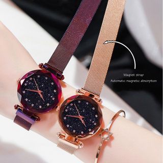 Đồng Hồ Star Watch dành cho nữ Rose Gold Lưới Magnet Starry Sky Quartz Đồng hồ đeo tay Gradient Ladies Đồng hồ đeo tay nữ Relogio nữ tính