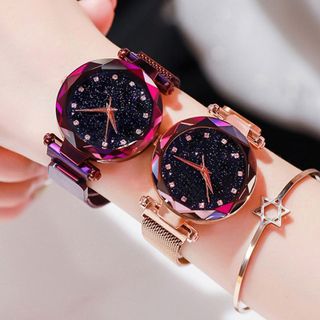Đồng Hồ Star Watch dành cho nữ Rose Gold Lưới Magnet Starry Sky Quartz Đồng hồ đeo tay Gradient Ladies Đồng hồ đeo tay nữ Relogio nữ tính