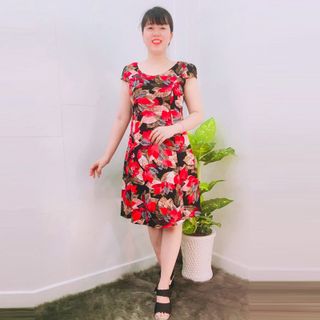 Đầm Thun Thái In Lá Đỏ Tay Con