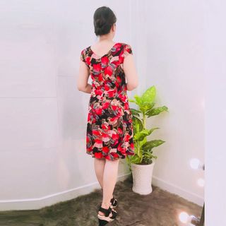 Đầm Thun Thái In Lá Đỏ Tay Con