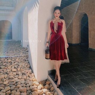 đầm nhung xòe cao cấp