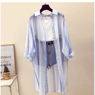 áo sơ mi phối from rộng ánh xà cừ sọc các màu