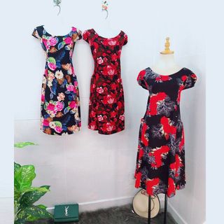 Đầm Thun Thái In Lá Xanh Tay Con