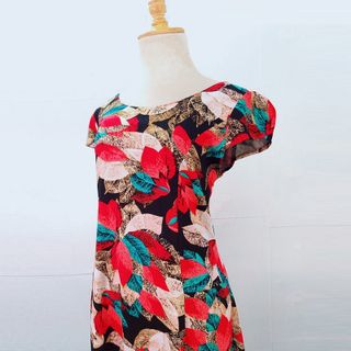 Đầm Thun Thái In Lá Xanh Tay Con