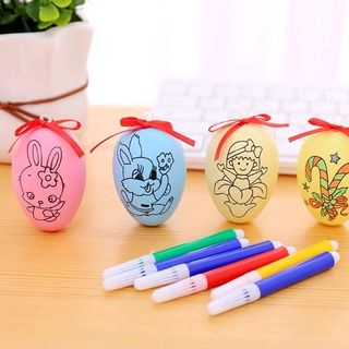 bộ trứng tô màu gồm 1 trứng và 4 bút 4 màu lun nhe